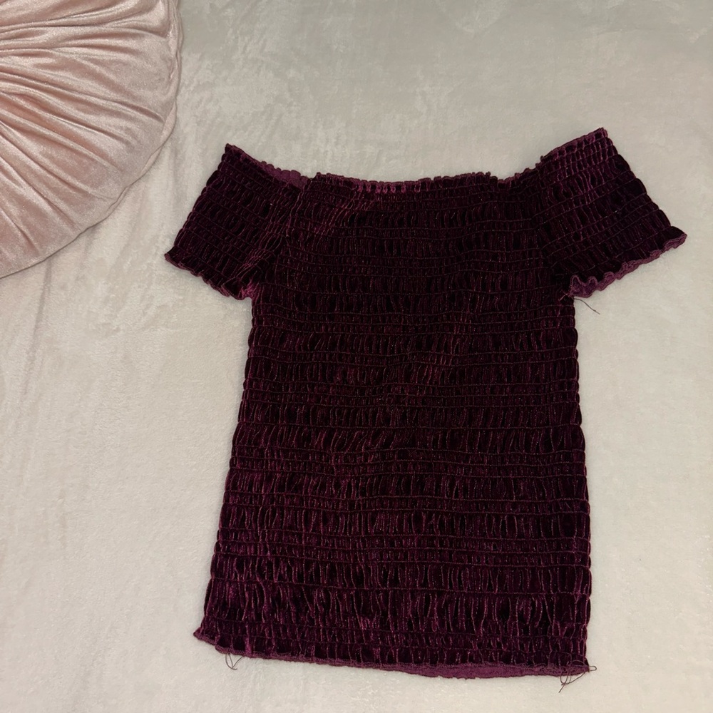 Off-Shoulder Burgundy Top